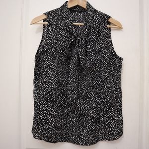 Black tie-neck blouse